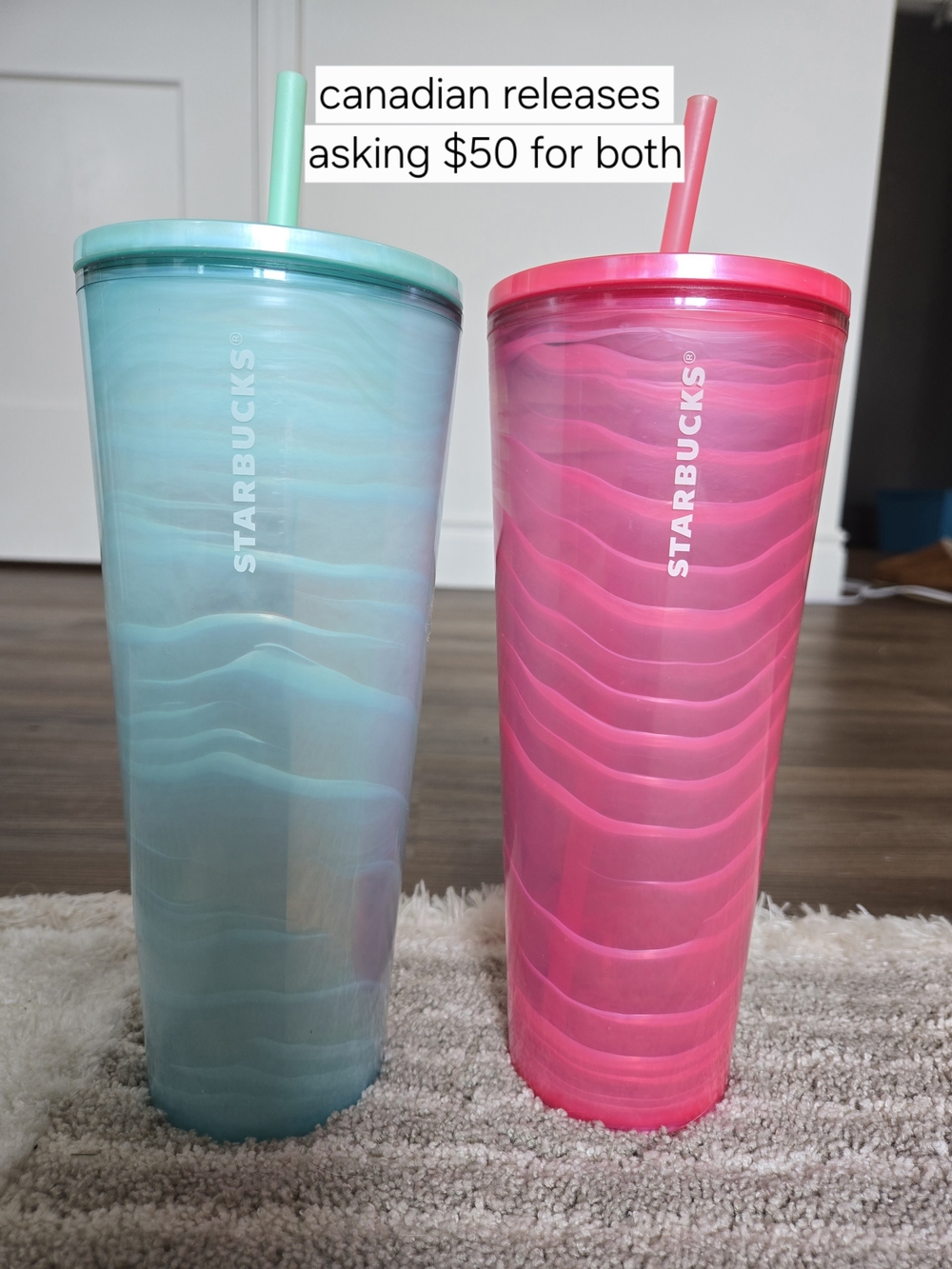 Starbucks Wavy Pink & Teal Tumbler Set